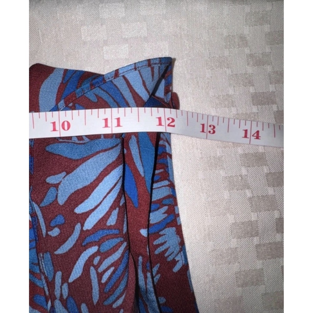 Banana Republic Women's Sleeveless Round Neck Burgundy Blue Floral Blouse Size 2 - Picture 5 of 7